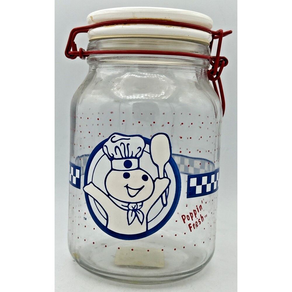 Anchor Hocking Pillsbury Doughboy Poppin Fresh Storage Medium 7 3/4"Canister Jar - Picture 1 of 6